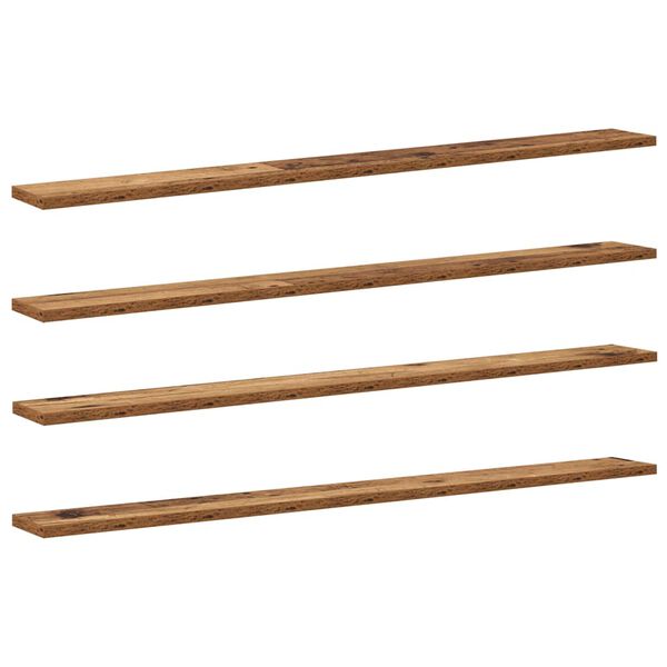 vidaXL Estante de Prateleira 4 pcs Castanho 100 x 10 x 1,5 cm
