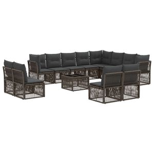 vidaXL Conjunto de Sof&aacute; de Jardim 13 pcs Cinzento vime PE