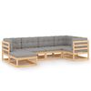 vidaXL 6 pcs conjunto lounge de jardim c/ almofad&otilde;es pinho maci&ccedil;o