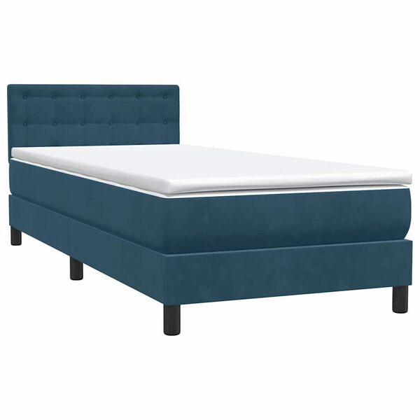 vidaXL Cama com molas/colch&atilde;o 80x220 cm veludo azul-escuro