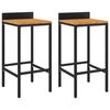 vidaXL Bancos de bar 2 pcs vime PE e madeira de ac&aacute;cia maci&ccedil;a preto