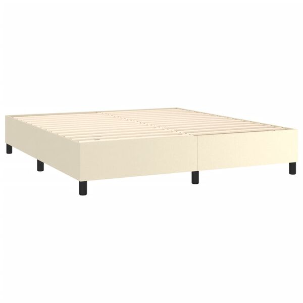 vidaXL Cama com molas/colch&atilde;o 180x200 cm couro artificial cor creme