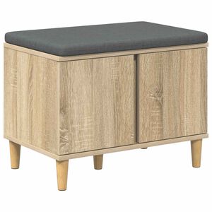 vidaXL Banco de Hall com almofada Carvalho Sonoma 60 x 38 x 46 cm
