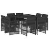 vidaXL 9 pcs conjunto de jantar p/ jardim c/ almofad&otilde;es vime PE preto