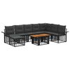 vidaXL Conjunto de Sof&aacute; de Jardim 9 unid. Preto e Cinza Escuro vime PE