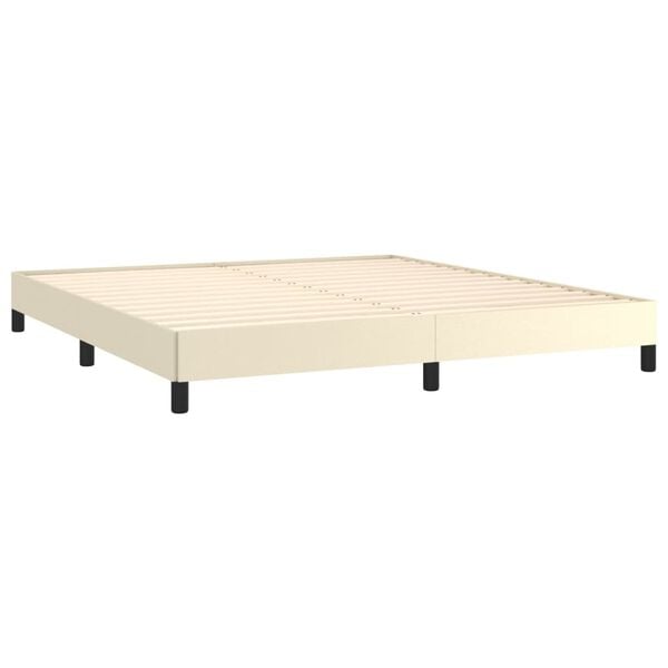 vidaXL Cama com molas/colch&atilde;o 180x200 cm couro artificial cor creme