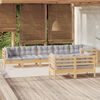 vidaXL 8 pcs conjunto lounge de jardim + almofad&otilde;es cinza pinho maci&ccedil;o