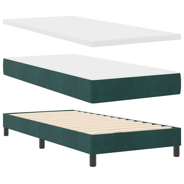 vidaXL Cama Box com colch&atilde;o Verde Escuro 200 x 100 cm Veludo