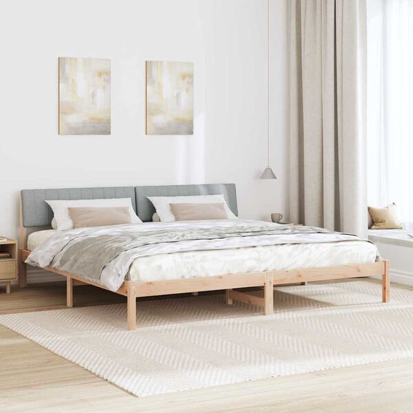 vidaXL Estrutura da cama Marrom e cinza claro 200 x 200 cm