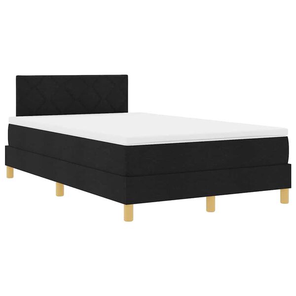 vidaXL Cama Box com colch&atilde;o com cabeceira Preto 120 x 190 cm tecido