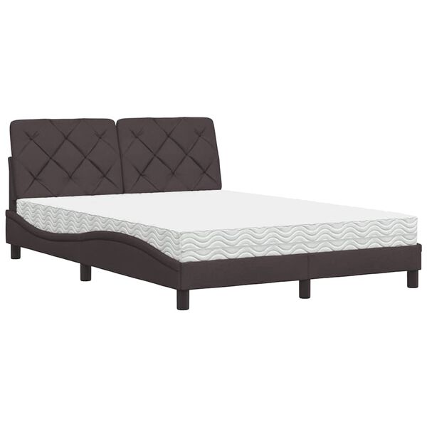 vidaXL Cama com colch&atilde;o 120x200 cm tecido castanho-escuro