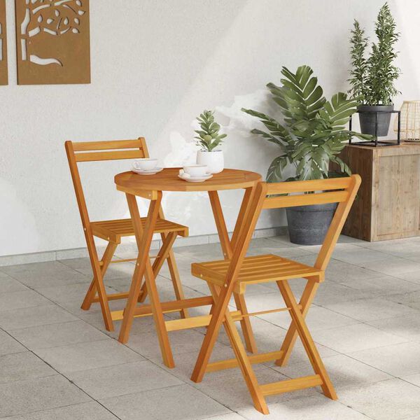 vidaXL Conjunto de Jantar para Jardim com almofada 3 pcs &Oacute;leo Natural