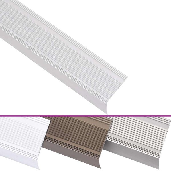 vidaXL Perfis de escada em forma de L 5 pcs 90 cm alum&iacute;nio prateado