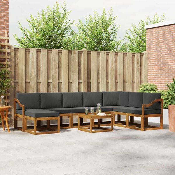 vidaXL Conjunto de Sof&aacute;s para Exterior 9 pcs Natural e Antracite