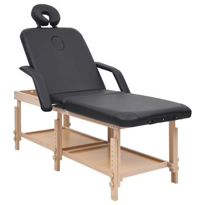 vidaXL Mesa de massagens com 3 zonas couro artificial preto