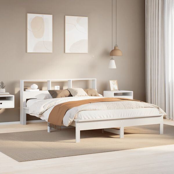 vidaXL Cama sem colch&atilde;o 140x190 cm madeira de pinho maci&ccedil;a branco