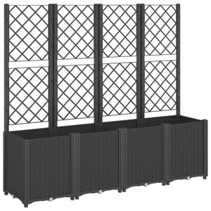 vidaXL Vaso/floreira de jardim c/ treli&ccedil;a 160x40x140 cm PP preto