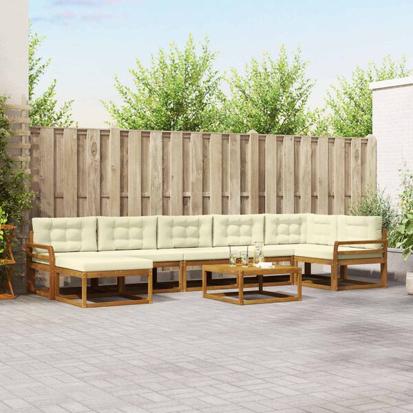 vidaXL Conjunto de Sof&aacute;s para Exterior 8 pcs Natural e Creme