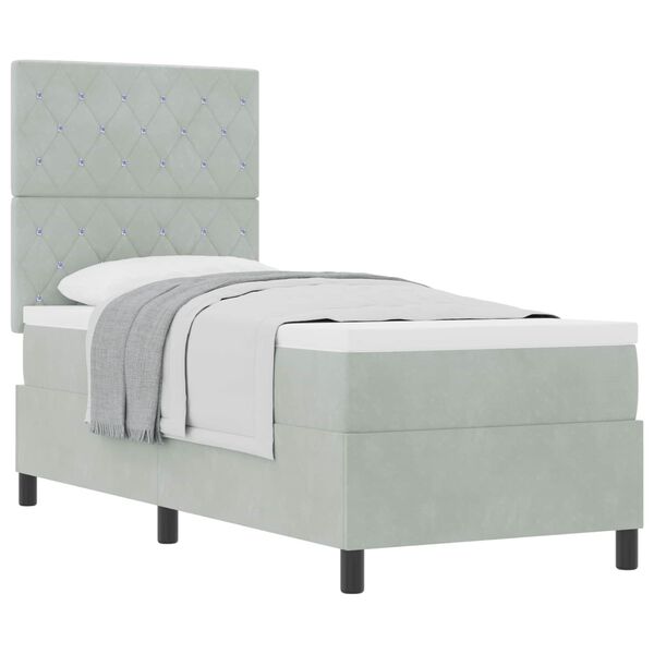 vidaXL Cama Box com colch&atilde;o Cinzento-claro 80 x 200 cm tecido