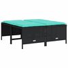 vidaXL Banquetas de jardim com almofadas, conjunto de 4 pe&ccedil;as, em rattan sint&eacute;tico preto