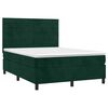 vidaXL Cama box spring c/ colch&atilde;o/LED 140x190 cm veludo verde-escuro