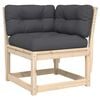 vidaXL Sof&aacute; de canto p/ jardim c/ almofad&otilde;es 73x73x78 cm pinho maci&ccedil;o