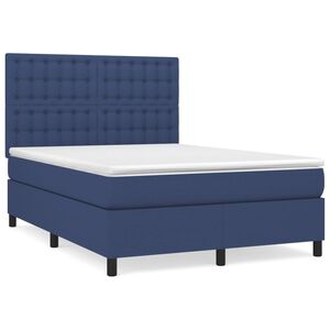 vidaXL Cama com molas/colch&atilde;o 140x200 cm tecido azul
