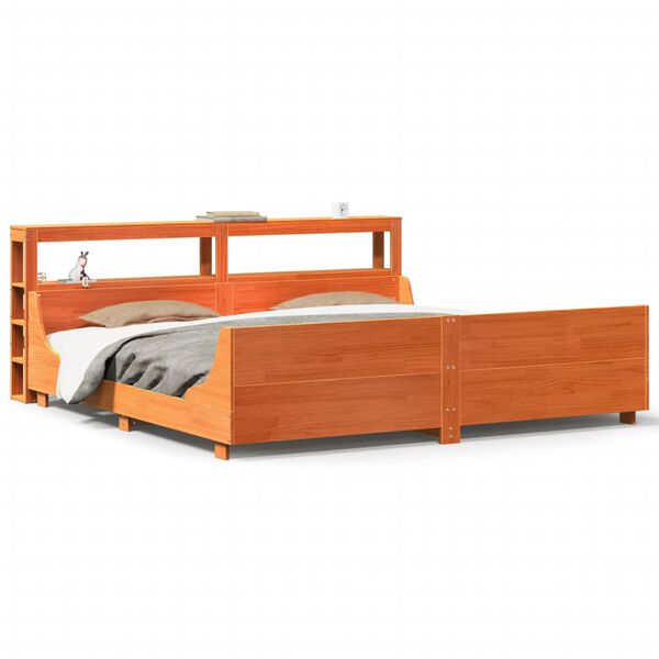 vidaXL Cama sem colch&atilde;o 180x200 cm pinho maci&ccedil;o castanho-mel