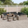vidaXL Conjunto de Sof&aacute; de Jardim com almofada 14 pcs Cinzeto vime PE