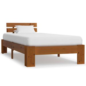 vidaXL Estrutura de cama 100x200 cm pinho maci&ccedil;o castanho mel