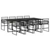 vidaXL 9 pcs conjunto de jantar p/ jardim c/ almofad&otilde;es vime PE preto