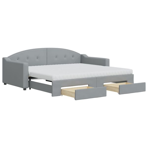vidaXL Sof&aacute;-cama c/ gavet&atilde;o e gavetas 90x190 cm tecido cinzento-claro