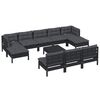 vidaXL 11 pcs conjunto lounge de jardim c/ almofad&otilde;es pinho preto