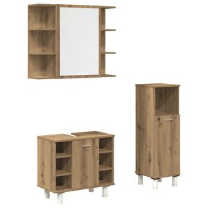 vidaXL 3 pcs m&oacute;veis de casa de banho deriv. madeira carvalho artisiano