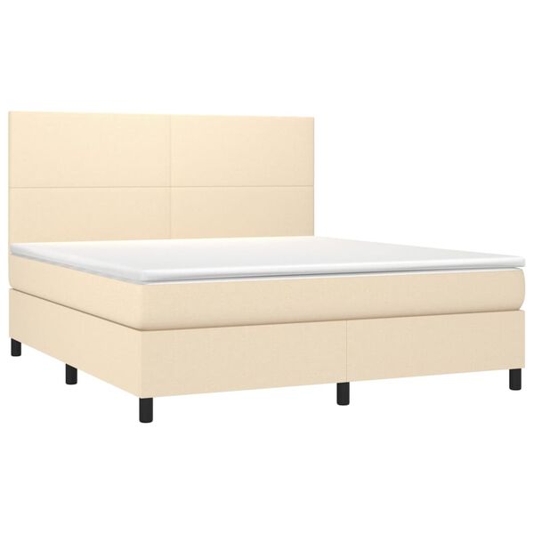 vidaXL Cama com molas/colch&atilde;o 180x200 cm tecido cor creme