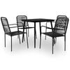 vidaXL 5 pcs conjunto de jantar p/ jardim corda de algod&atilde;o e a&ccedil;o preto