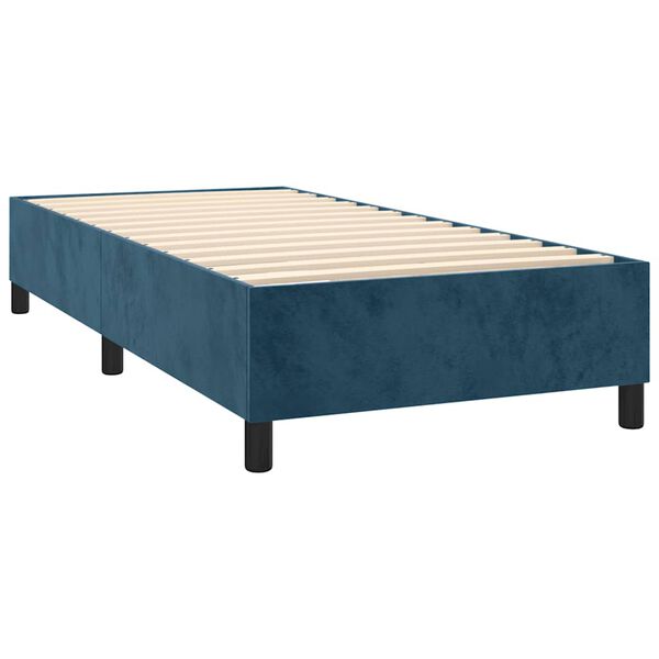 vidaXL Cama com molas/colch&atilde;o 90x200 cm veludo azul-escuro