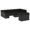 vidaXL 13 pcs conjunto de sof&aacute;s de jardim com almofad&otilde;es vime PE preto