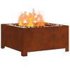 vidaXL Fire Pit Castanho 80 x 80 x 40 cm A&ccedil;o resistente &agrave;s intemp&eacute;ries