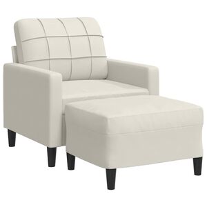 vidaXL Poltrona com apoio de p&eacute;s 60 cm veludo cor creme