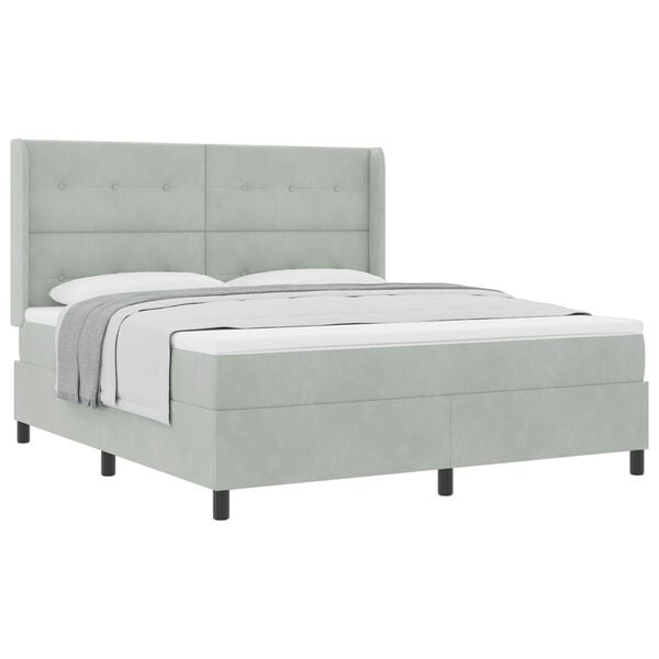 vidaXL Cama Box com colch&atilde;o Cinzento-claro 180 x 200 cm Veludo
