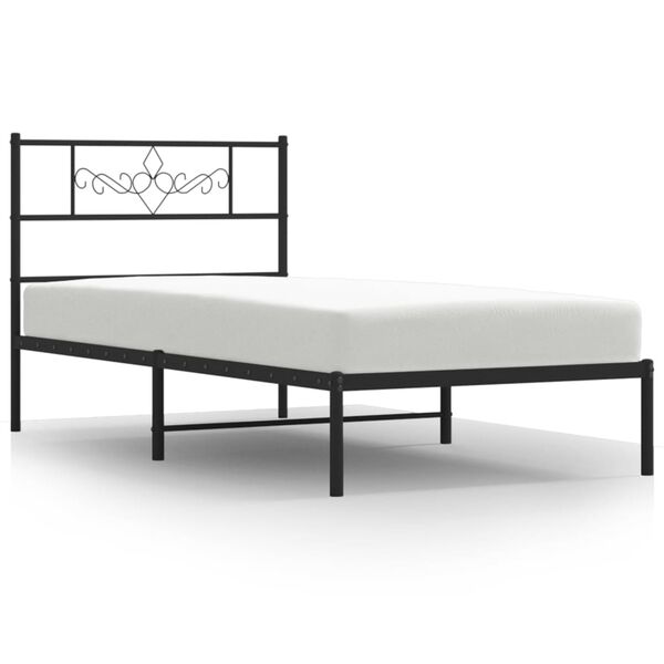 vidaXL Estrutura de cama com cabeceira 80x200 cm metal preto