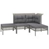 vidaXL 4 pcs conjunto lounge de jardim c/ almofad&otilde;es vime PE cinzento