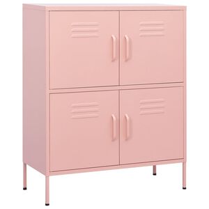 vidaXL Arm&aacute;rio de arruma&ccedil;&atilde;o a&ccedil;o 80x35x101,5 cm rosa