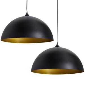 vidaXL Candeeiros de teto 2 pcs altura ajust&aacute;vel semiesf&eacute;ricos preto
