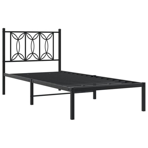 vidaXL Estrutura de cama com cabeceira 90x200 cm metal preto