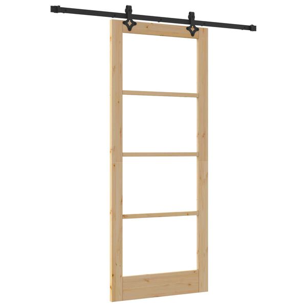 vidaXL Porta Deslizante ORKDAL Natural e Preto 86 x 211 cm