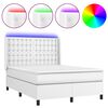 vidaXL Cama box spring c/colch&atilde;o/LED 140x200cm couro artificial branco