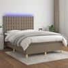vidaXL Cama box spring colch&atilde;o/LED 140x200 cm tecido cinza-acastanhado