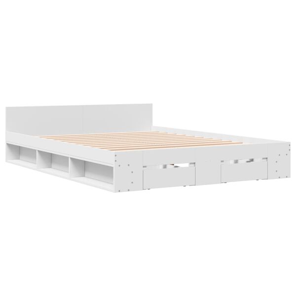 vidaXL Estrutura de cama c/ gavetas 140x190cm derivados madeira branco